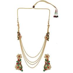 Efulgenz Indian Bollywood Multilayered 14 K Gold Plated Wedding Bridal Temple Necklace Earrings Jewelry Set