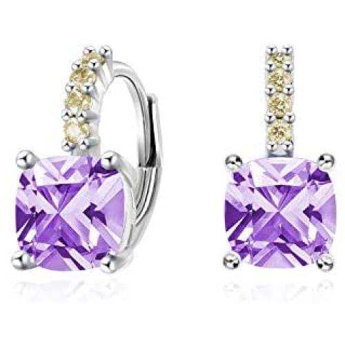 SISMIURRA Multicolor Cubic Zirconia Huggie Hoop Earrings 18K White Gold Plated AAAAA CZ Dainty Leverback Huggy Earrings Gift for Women Girls