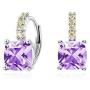 SISMIURRA Multicolor Cubic Zirconia Huggie Hoop Earrings 18K White Gold Plated AAAAA CZ Dainty Leverback Huggy Earrings Gift for Women Girls