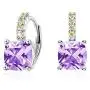 SISMIURRA Multicolor Cubic Zirconia Huggie Hoop Earrings 18K White Gold Plated AAAAA CZ Dainty Leverback Huggy Earrings Gift for Women Girls