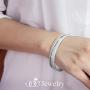 555Jewelry Womens Stainless Steel Two Tone Glitter Swirl Fashion Bangle Bracelet