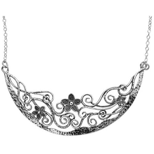 Paz Creations .925 Sterling Silver Floral Necklace, Made in Israel