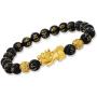 PLTGOOD Feng Shui Black Obsidian Wealth Bracelet, Pi Xiu Bracelet for Men Women - Dragon Lucky Charm Bracelet Attract Hand Carved Mantra Elastic Bead Bracelet