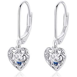ECOLVANT 925 Sterling Silver Earrings Infinity Love Heart Drop Dangle Earrings White Gold Plated Cubic Zirconia Leverback Earrings for Women Girls Birthday Party Fashion Hypoallergenic Silver Earrings