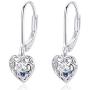 ECOLVANT 925 Sterling Silver Earrings Infinity Love Heart Drop Dangle Earrings White Gold Plated Cubic Zirconia Leverback Earrings for Women Girls Birthday Party Fashion Hypoallergenic Silver Earrings