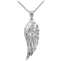 Religious Jewelry by FDJ Textured 925 Sterling Silver Angel Wing Charm Pendant Necklace