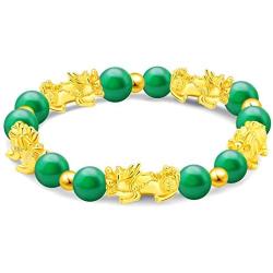 MANRUO Feng Shui Amulet Bracelet The Best Prosperity Bead Bracelet with 5 Vietnamese Sand Gold Plated Pi Xiu/Pi Yao Lucky Wealthy Brecelet