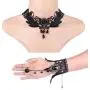 Finrezio Black Lace Necklace Bracelet and Pendant Earrings Set for Women Halloween Steampunk Wedding Party Mascarade Costume Jewelry Sets Finrezio Black Lace Necklace Bracelet and Pendant Earrings Set for Women Halloween Steampunk Wedding Party Mascarade Costume Jewelry Sets