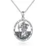 Oval St Christopher/Jesus Medal Necklace for Men Women, THRISHULA Sterling Silver Saint Christopher Protect US Oxidation Pendant Necklace Jewelry Gift 18+2(Gift Box Included)