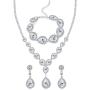 FUNRUN JEWELRY Wedding Bridal Crystal Jewelry Set for Women Teardrop Statement Necklace Bracelets Earrings Set