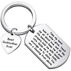 WSNANG Godmother Gift Teach Me All About Love Guide Me in My Faith Keychain Best Godmother Ever Jewelry Baptism Gift for Godmother
