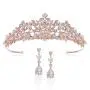 SWEETV Rose Gold Wedding Tiara Earrings Jewelry Set for Women - Bridal Tiara & Dangle Earrings with Rhinestones SWEETV Rose Gold Wedding Tiara Earrings Jewelry Set for Women - Bridal Tiara & Dangle Earrings with Rhinestones