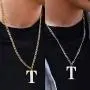 BELLALULU Initial Necklaces for Men A-Z 2 Pieces Letter Pendant Necklace Golden and Silver- Hip-Hop Cool Style Jewelry
