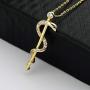 KUIYAI Staff of Asclepius Necklace with Cubic Zirconia Medical Symbol Necklace Jewelry