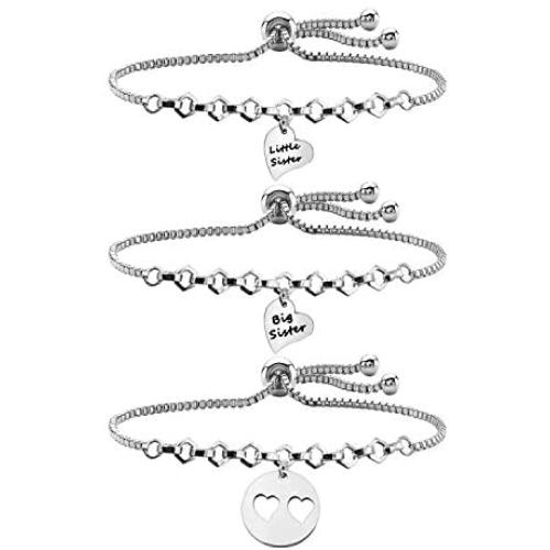 PENQI Mother Daughter Bracelet Set of 2 3 Sisters Mother Daughters Bracelet Gift Mother’s Day Jewelry Mom Adjustable Bracelet Gift for Women Girls