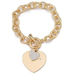 Ouran Women’s Charm Bracelet,Heart Pendant Bracelet Girls Silver Link Chain Bracelet with Crystal