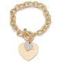 Ouran Women’s Charm Bracelet,Heart Pendant Bracelet Girls Silver Link Chain Bracelet with Crystal
