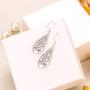 EVER FAITH Bridal Jewelry 925 Sterling Silver Art Deco Filigree Floral Hollow Drop Shaped Hook Earrings