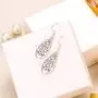 EVER FAITH Bridal Jewelry 925 Sterling Silver Art Deco Filigree Floral Hollow Drop Shaped Hook Earrings