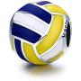 Sport Volleyball Charm with Yellow &White& Blue Enamel 925 Sterling Silver Charm Beads for Fashion Charms Bracelet & Necklace