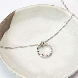 Dear Ava Mother of The Groom Gift Necklace: Parent of The Groom Jewelry, 2 Linked Circles (Silver-Plated-Brass, NA)