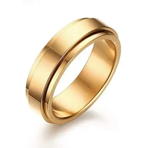 TULIP LY Stainless Steel Spinner Rings Refined Style Unisex Ring Cool Simple Wedding Band Ring 6mm Mens Jewelry Gold Silver TULIP LY Stainless Steel Spinner Rings Refined Style Unisex Ring Cool Simple Wedding Band Ring 6mm Mens Jewelry Gold Silver