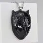 Black Panther King of Wakanda TChalla Vibranium Mask Pendant Necklace, Superheros Fan Collection Merchandise