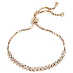 Celeste 18k Gold Filled Box Chain Adjustable Crystal Rhinestone 3mm Bracelet Bangles Adjustable Zirconia Tennis Bracelet