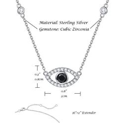 FANCIME Sterling Silver Evil Eye Necklace Evil Eye Bracelet Cubic Zirconia Simulated Diamond Pendant Necklace Yom Kippur Gifts Danity Fine Jewelry for Women Girls