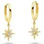 Nicole Miller Fine Jewelry Whimsical Collection 14k Yellow Gold Starburst Huggie Cubic Zirconia Earrings
