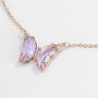 The Woos Stained Glass Crystal Butterfly Necklace Earring Set Transparent Purple Butterfly Glass Earrings Elegant Colorful Butterfly Crystal Necklace Shiny Prom Jewelry Set