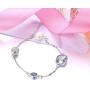 Sllaiss Pearl Crystals Link Bracelet for Women Made with Swarovski Blue Crystals Fashion Girl Jewelry Birthday Gifts,Length 6.8in