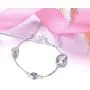 Sllaiss Pearl Crystals Link Bracelet for Women Made with Swarovski Blue Crystals Fashion Girl Jewelry Birthday Gifts,Length 6.8in