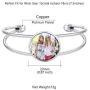 Custom4U Personalized Bracelets for Women - Engraved Cuff Bangle Bracelet/Custom Picture Cuff Charm Bracelet Adjustable - Personalized Inspirational Memorial Jewelry Birthday Gift for Girls Mom