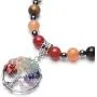 Top Plaza 7 Chakra Reiki Healing Crystals Gemstone Black Metal Hematite Magnetic Beads Therapy Necklace Bracelet with Tree of Life Pendant
