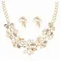 Blufly Vintage Pearl Earrings and Necklace Set Boho Gold Olive Leaf Crystal Earrings Set Rhinestone Sweater Necklaces Bib Necklace Chain Bridal Jewelry Set for Women and Girls