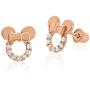925 Sterling Silver Mouse Cubic Zirconia Screwback Stud Earrings
