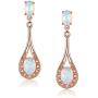 White Rose Gold Plated Opal Dangle Earrings Drop for Women Girls Hypoallergenic