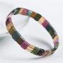 DUOVEKT Natural Rainbow Tourmaline Bangle Bracelet for Women Man Brazil Round Beads Crystal Gemstone Stretch Jewelry AAAAA 10x8mm