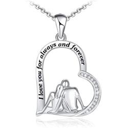 ATTRACTTO Couple Heart Necklace for Women S925 Sterling Silver I Love You for Always and Forever Jewelry for Valentines Day Birthday Mother Day Anniversary