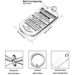 Meaningful dog tag keychain rings for boy and men,to my grandson from grandma silver plated plated Stainless steel keychain Inspirational Gifts for grandson Jewelry