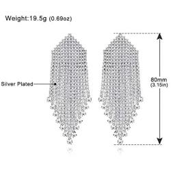 minmin Wedding Long Chandelier Rhinestone Tassel Heart Dangle Drop Earrings for Women Party Jewelry Ladies Gifts