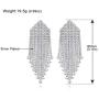 minmin Wedding Long Chandelier Rhinestone Tassel Heart Dangle Drop Earrings for Women Party Jewelry Ladies Gifts