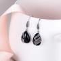 EVER FAITH 925 Sterling Silver Garnet Gemstone Crystal Art Nouveau Inlay Teardrop Hook Earrings