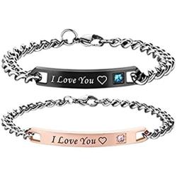 SXNK7 Gift for Lover His Queen Her King Stainless Steel Couple Bracelets for Women Men Jewelry Matching Set
