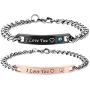 SXNK7 Gift for Lover His Queen Her King Stainless Steel Couple Bracelets for Women Men Jewelry Matching Set