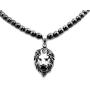 Accents Kingdom Mens Magnetic Hematite Therapy & Healing Stone Round Bead Necklace with Stainless Steel Lion Head Pendant