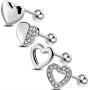 OUFER 4PCS Heart Helix Earrings 316L Surgical Steel Cartilage Earrings Women Gift Tragus Earrings Valentines Gift OUFER 4PCS Heart Helix Earrings 316L Surgical Steel Cartilage Earrings Women Gift Tragus Earrings Valentines Gift