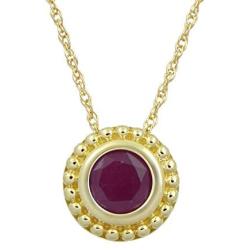 Jewelili 10K Yellow Gold 5 millimeter Amethyst Pendant Necklace, 18 Inches Rope Chain
