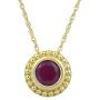 Jewelili 10K Yellow Gold 5 millimeter Amethyst Pendant Necklace, 18 Inches Rope Chain